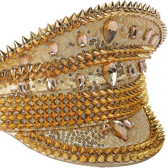 ✨ Tipsy Elves Gold Sequin Spiked Captain Hat | Festival / Cosplay - Picture 4 of 9